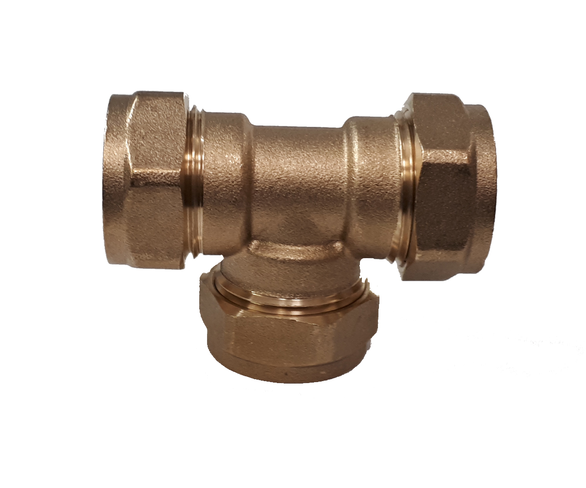 Brass Compression Equal Tee - 35mm